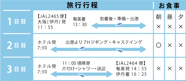 旅行行程|伊丹発→奄美着